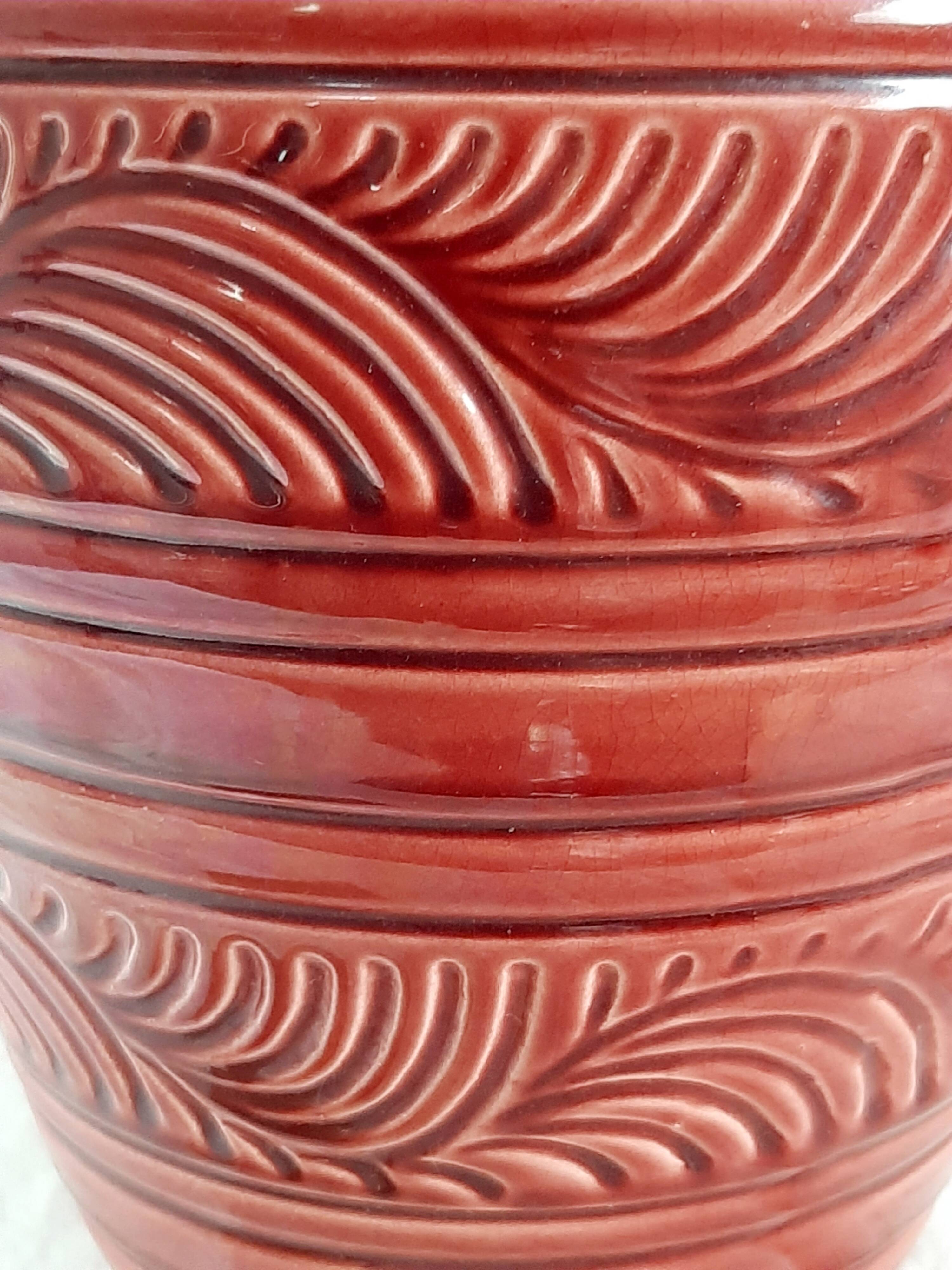 30s vase Saint Clément "feather" decoration