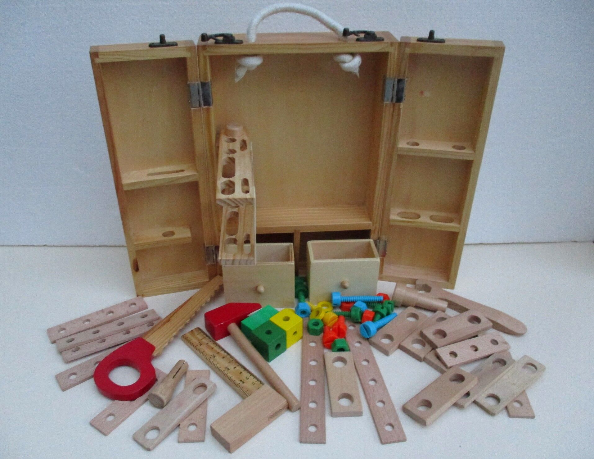 Diy case child, suitcase wooden tools and accessories