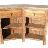 Counter, bar cabinet in solid wood and wrought iron