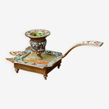 Cloisonne bronze hand candle holder, Napoleon III