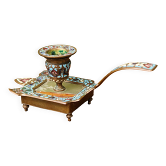 Cloisonne bronze hand candle holder, Napoleon III