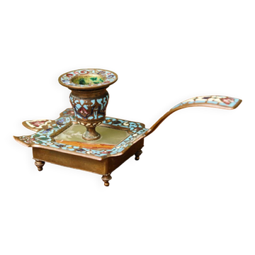Cloisonne bronze hand candle holder, Napoleon III