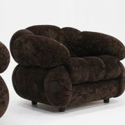 Vintage Italian armchairs brown velvet  1970s , set of 2
