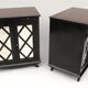 Paire de buffets en laque noire a decor de croisillons circa 1950