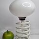 Vintage table lamp with spring base, opaline globe, Maurer style, 80s