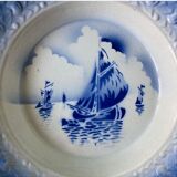 LARGE HOLLOW DISH MOULINS DES LOUPS AND HAMAGE MARINE PATTERN IN CERAMIC-RETRO-KITCHEN-VINTAGE
