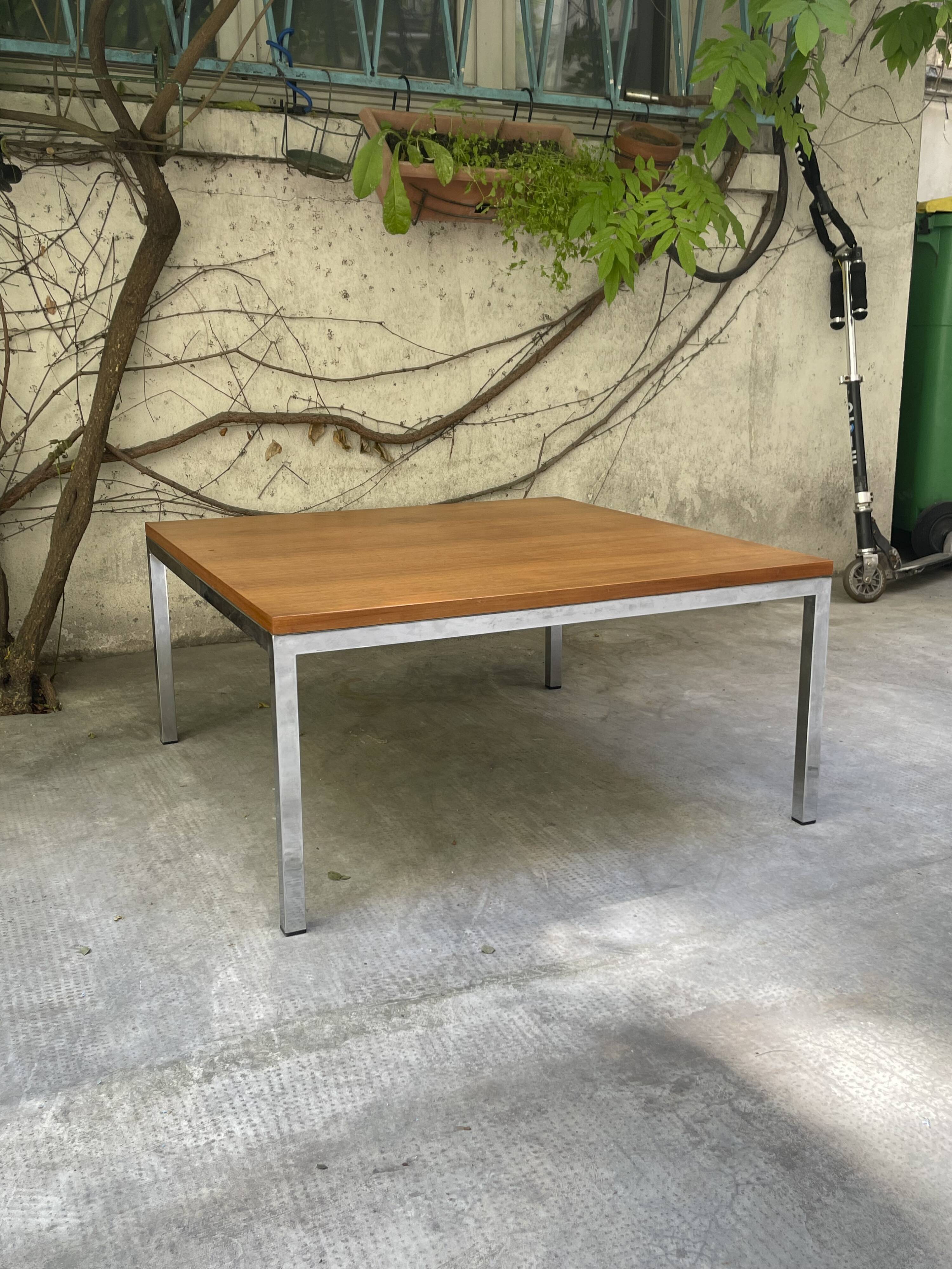 Coffee table in chrome and teak, 1960