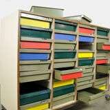 Dutch schoolcabinet with coloured drawers, 1970s