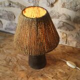 Le Cep stoneware bedside lamp with rope shade