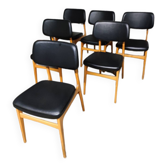 6 chaises scandinave vintage pégase