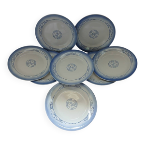 8 assiettes plates anciennes - digoin sarreguemines