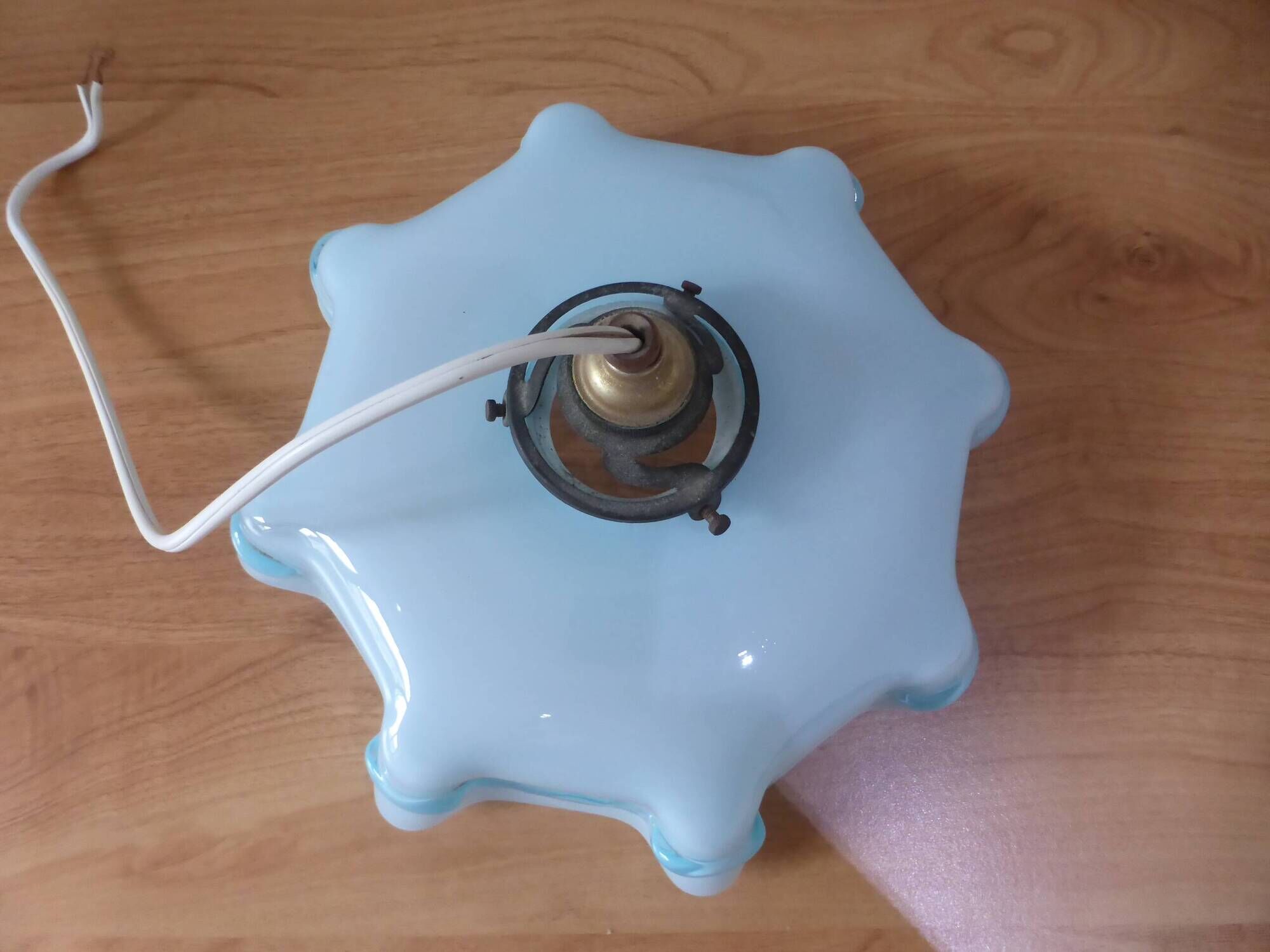 Vintage lampshade in blue opaline glass from Czechoslovakia 240533