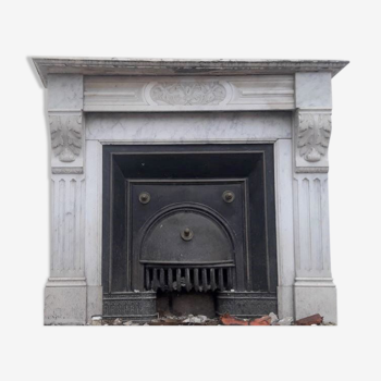 Old fireplace XIX° white marble