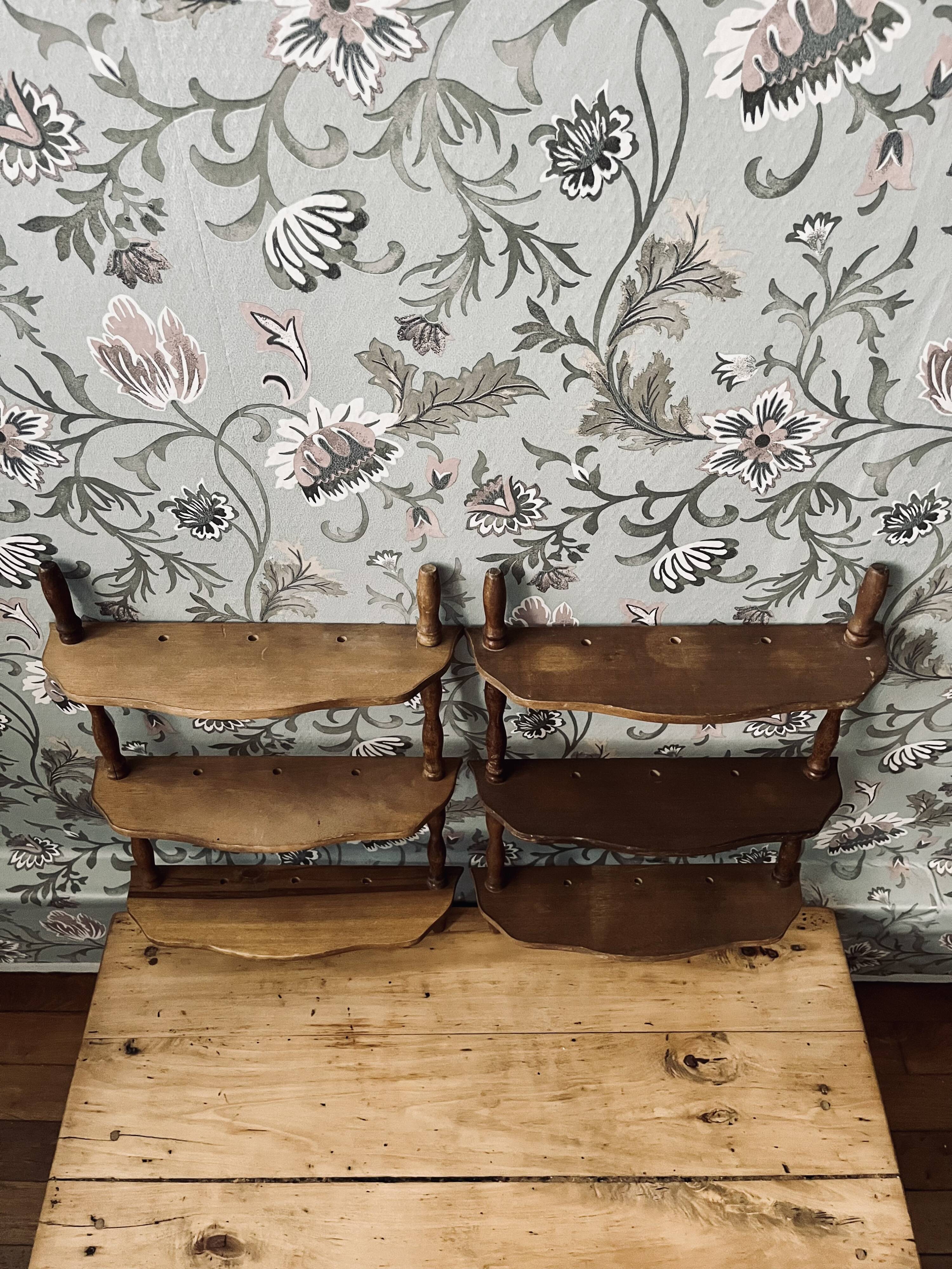 Pair of antique wooden shelves
