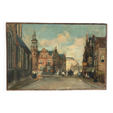 Flemish street scene, oil on canvas