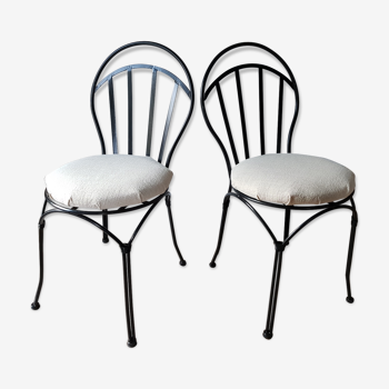 Set of 2 black metal chairs