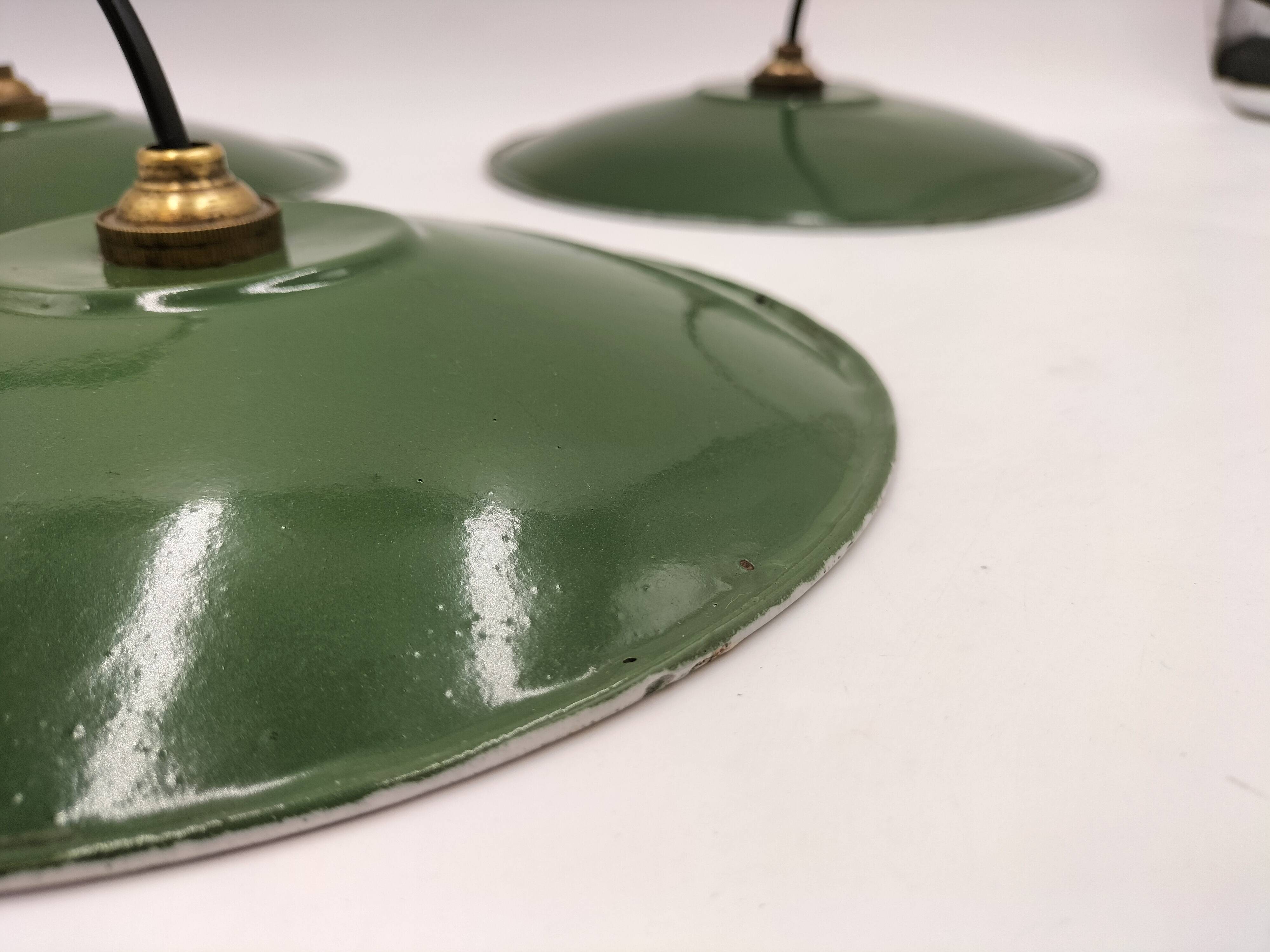 Enameled sheet metal pendant lights
