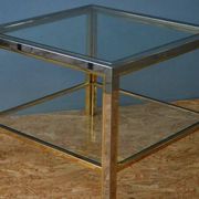 Table basse de style moderniste, style Romeo Rega en laiton et chrome