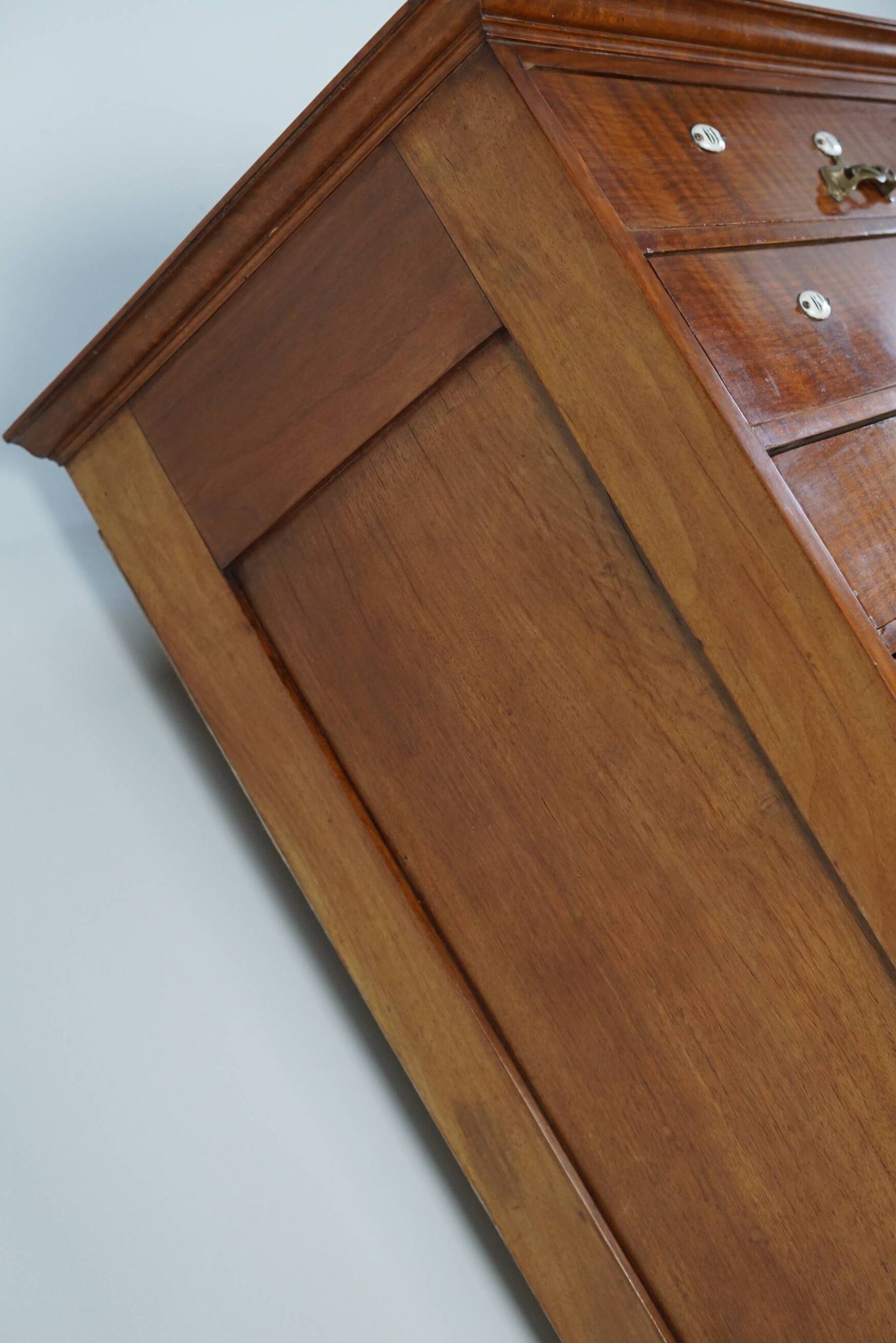 Very Tall Dutch Art Nouveau Walnut Apothecary Cabinet Barber Cabinet, 1900s