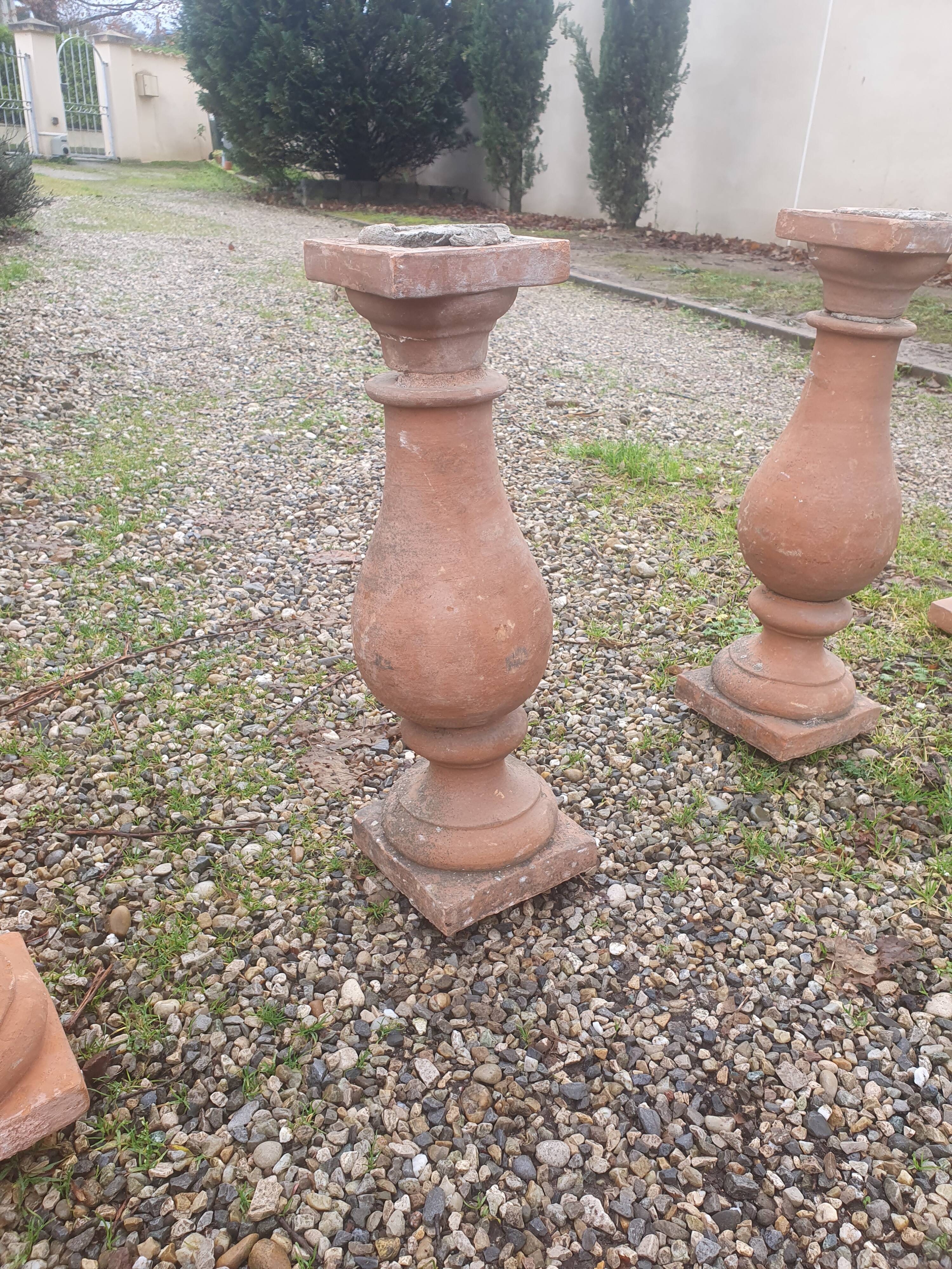 About twenty terracotta balusters from Castelnaudary