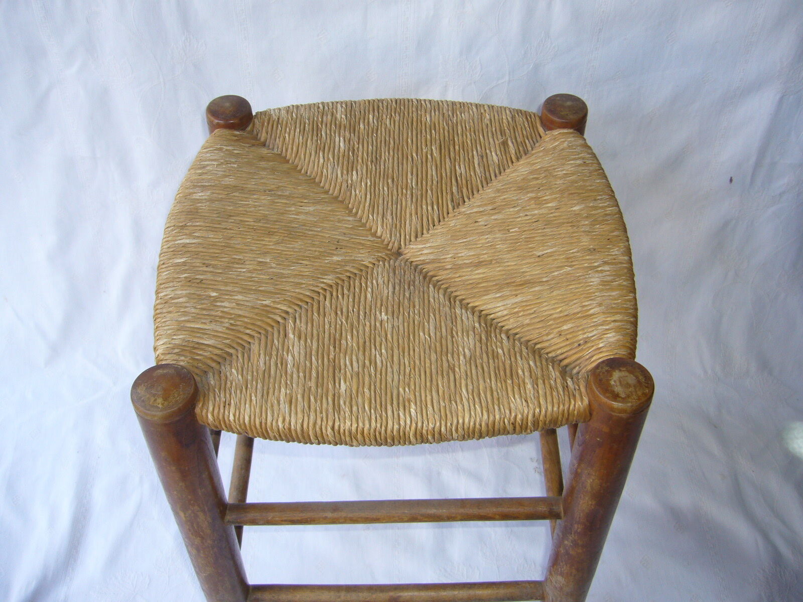 Wooden stool, mulched seat