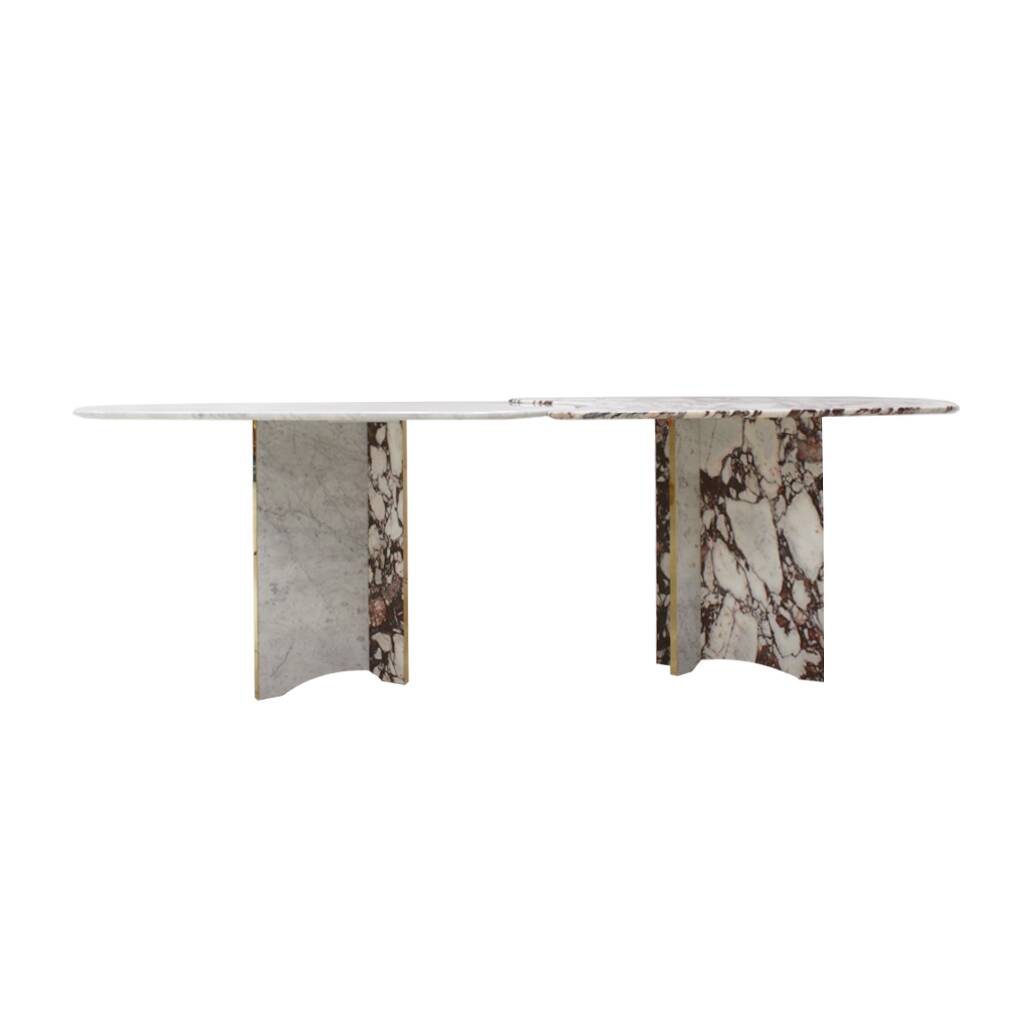 L.A. Studio Contemporary Modern Marble and Brass Italian Dining Table