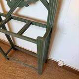 Porte manteau vestiaire art déco en bois patiné vert