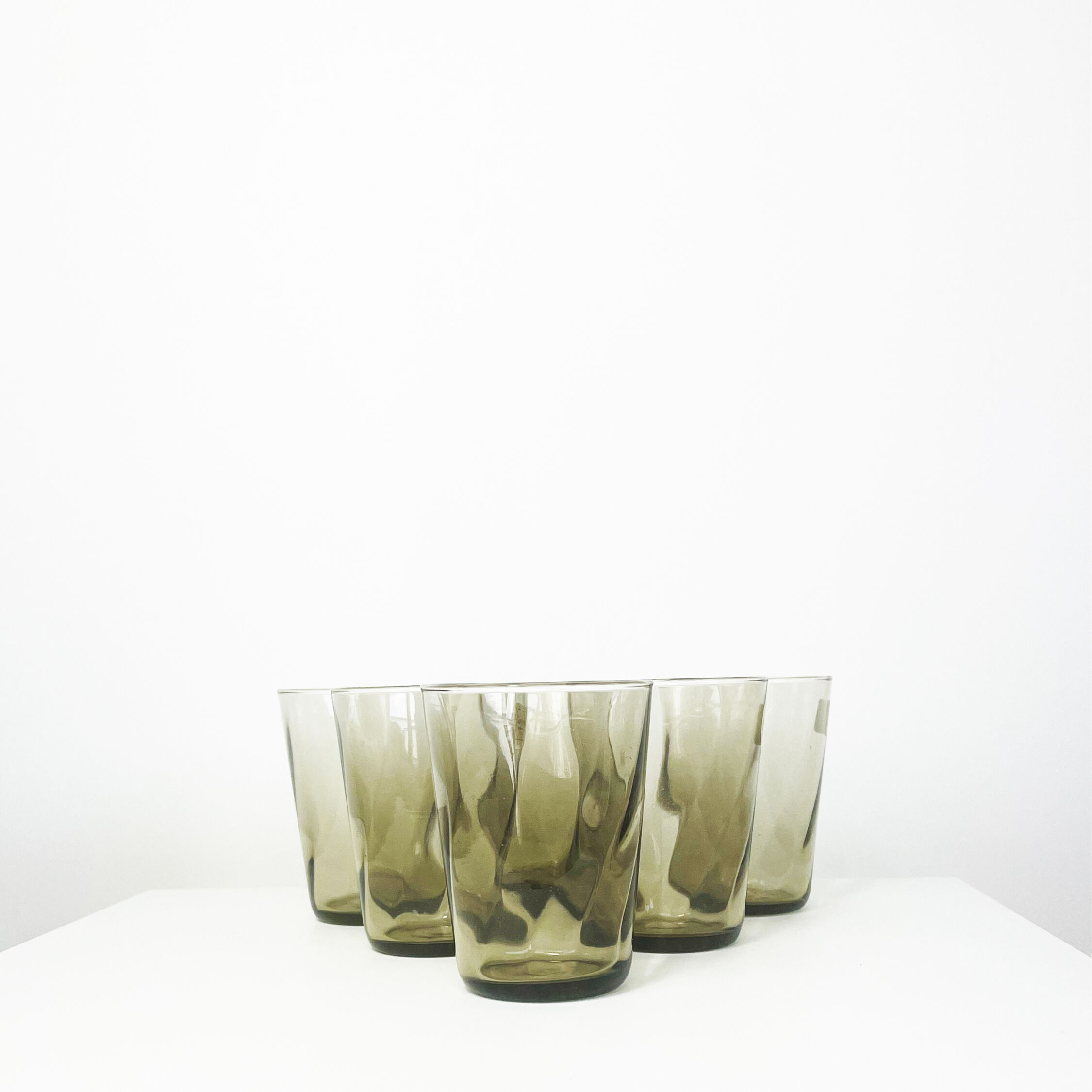 Smoked glass water glasses, vintage Luminarc