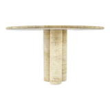Circular travertine dining table