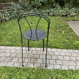 Black chair in vintage wrought iron 1980