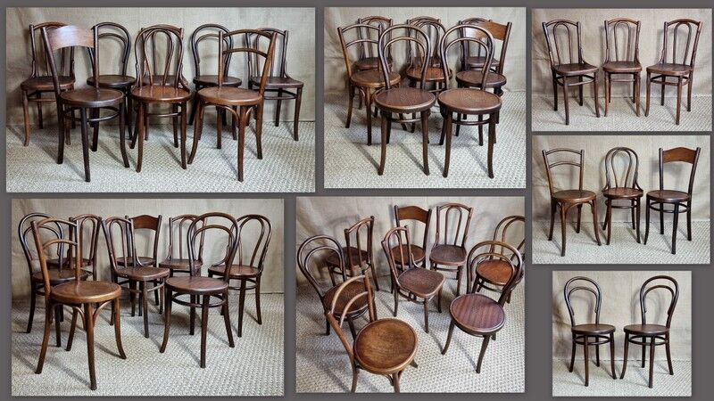 Mix 8 Viennese bistro chairs early twentieth century
