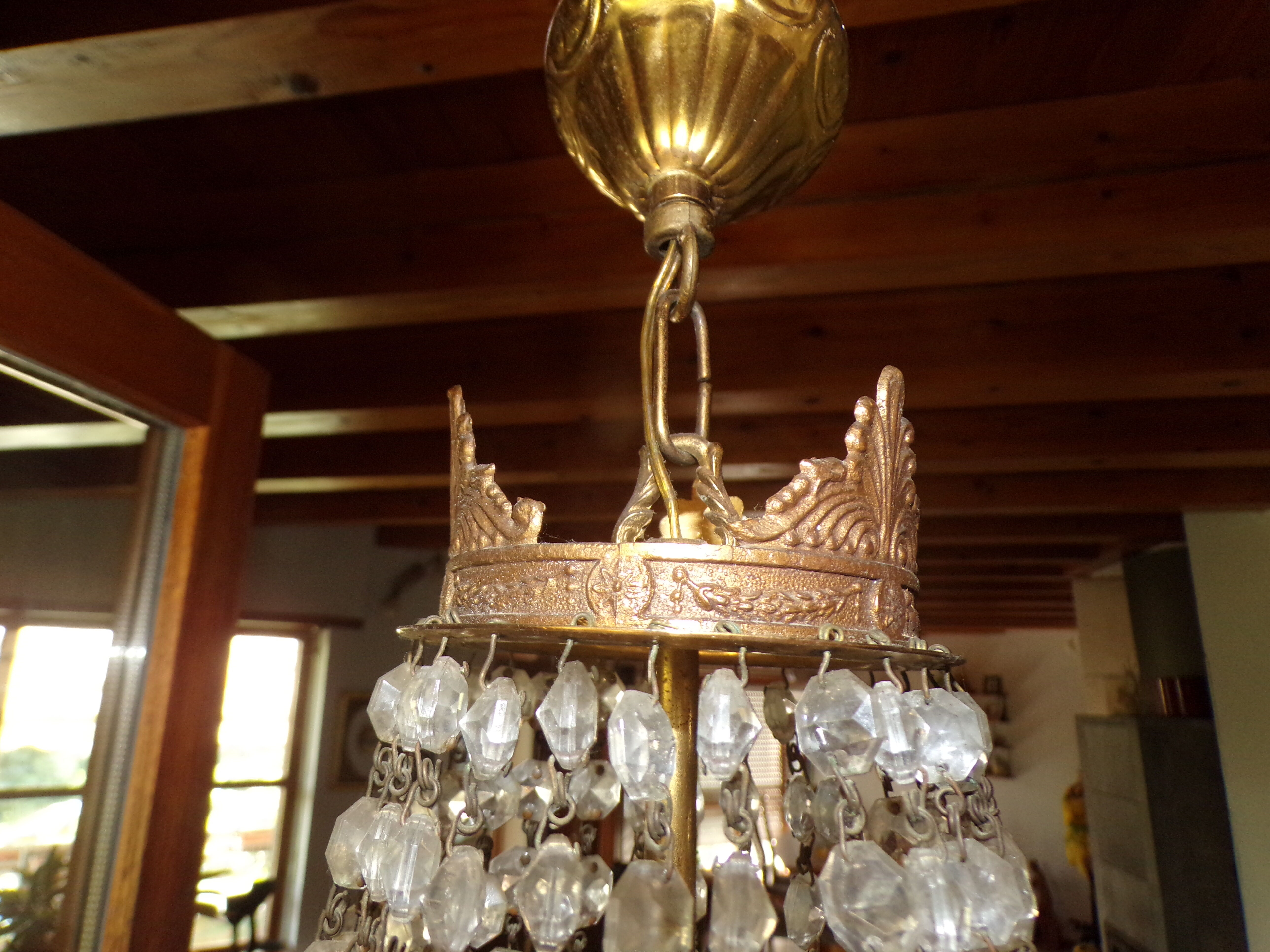 Hot air balloon chandelier with stamps