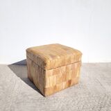 Pouf coffre façon en patchwork de cuir beige de Sede