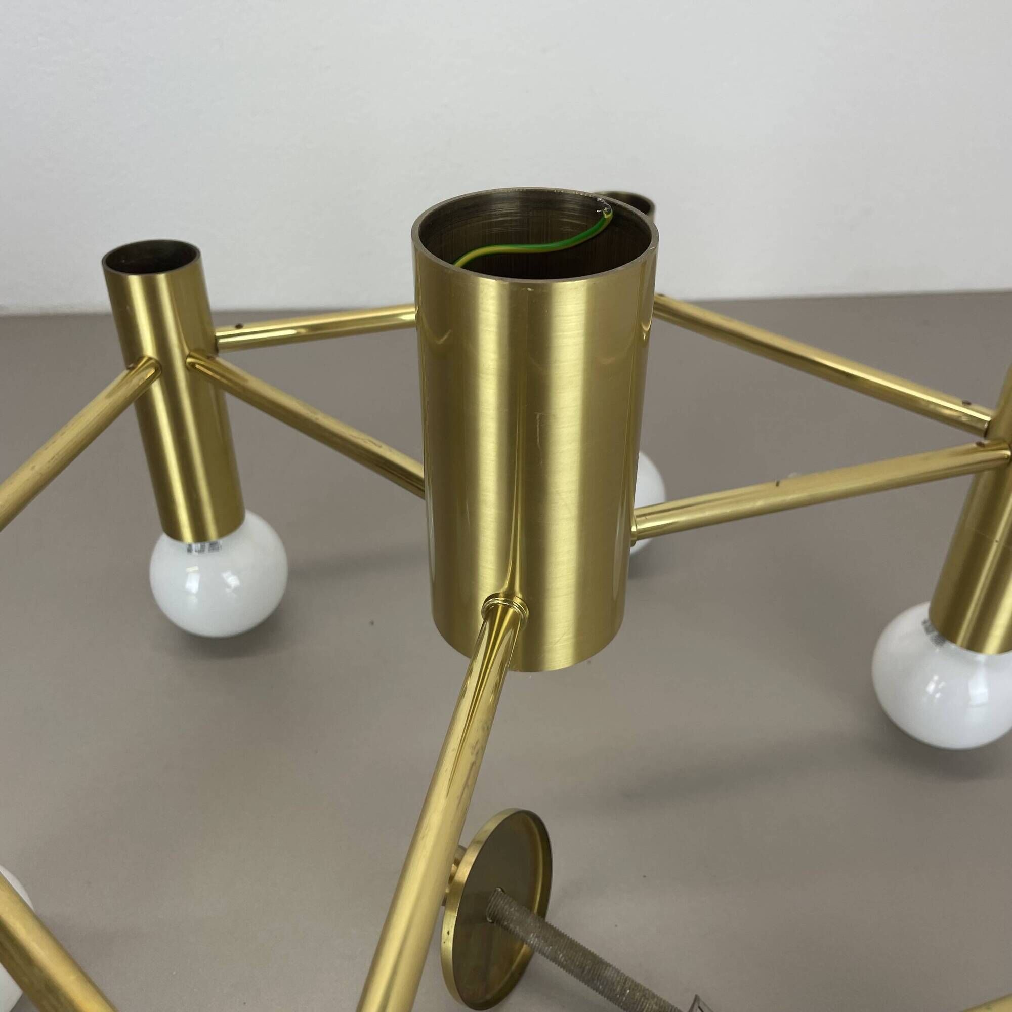 Brass Italian Stilnovo Style Atomic Space Age Ceiling Light Sconces, Italy