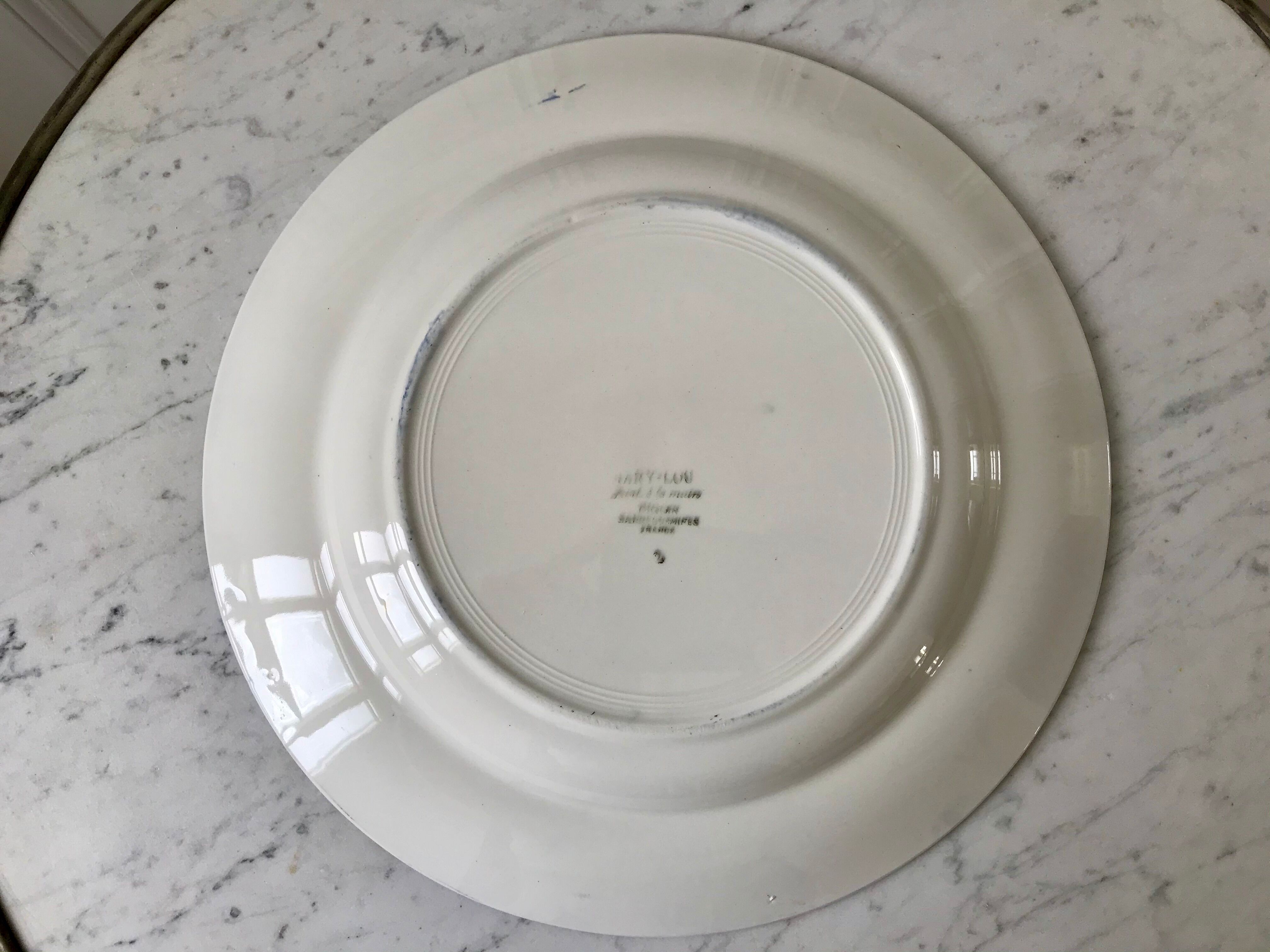 Round dish digoin sarreguemines model mary-lou 30s