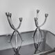 Pair of brutalist candlesticks 3 arms, Denmark, 1970