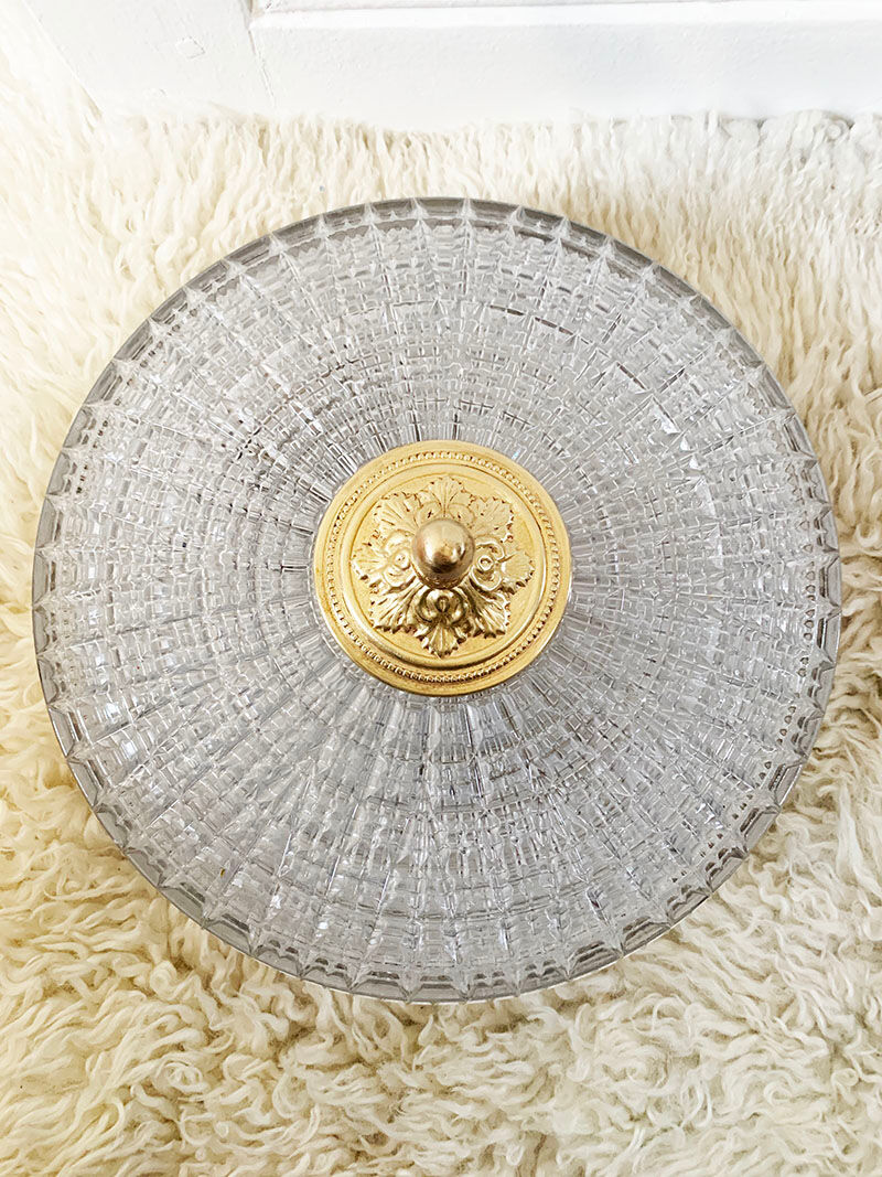 Ceiling lamp in glass and brass