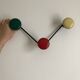 Vintage coat rack 3 colorful metal hooks