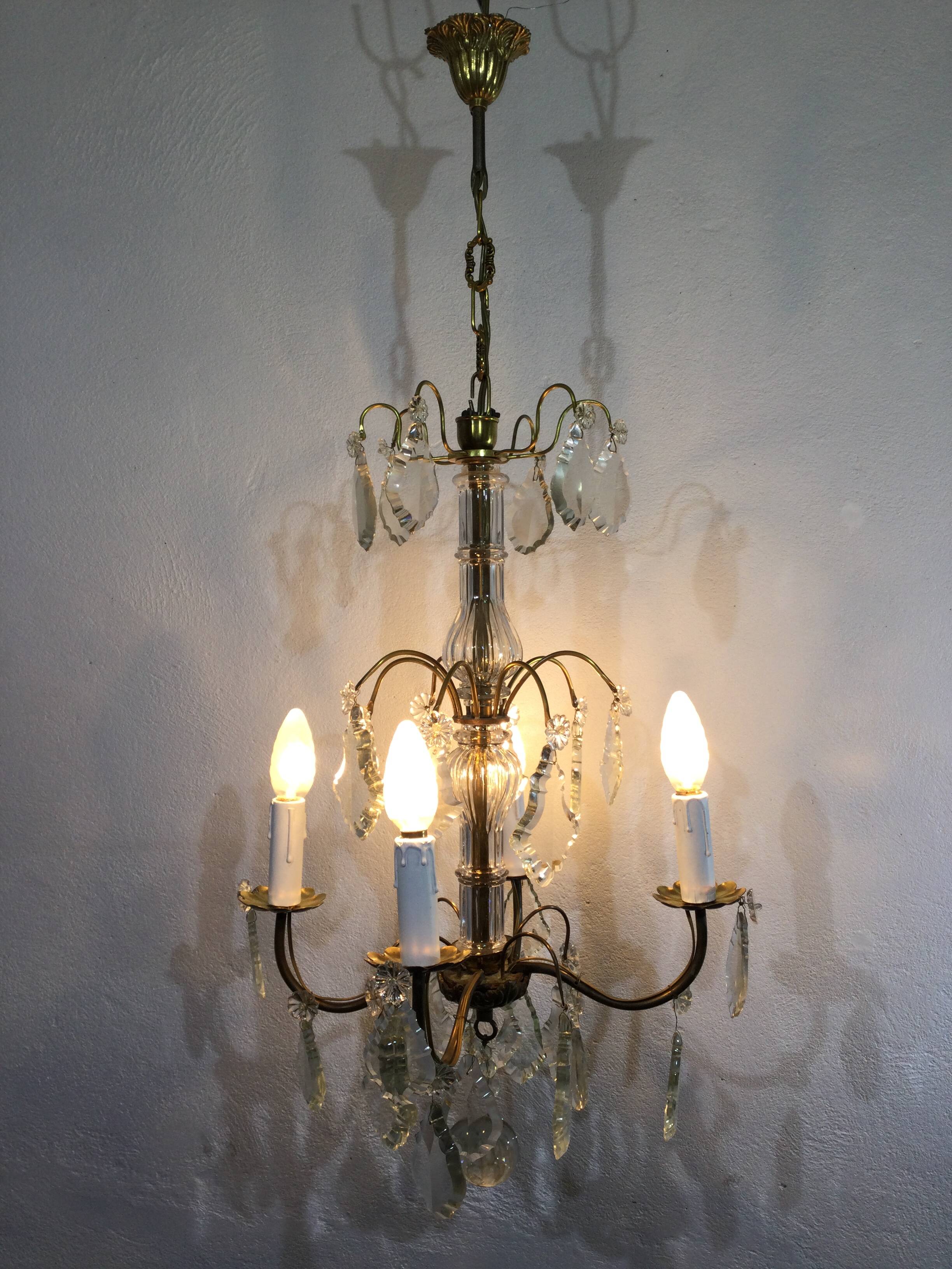 Chandelier 4 lights bronze and tassels