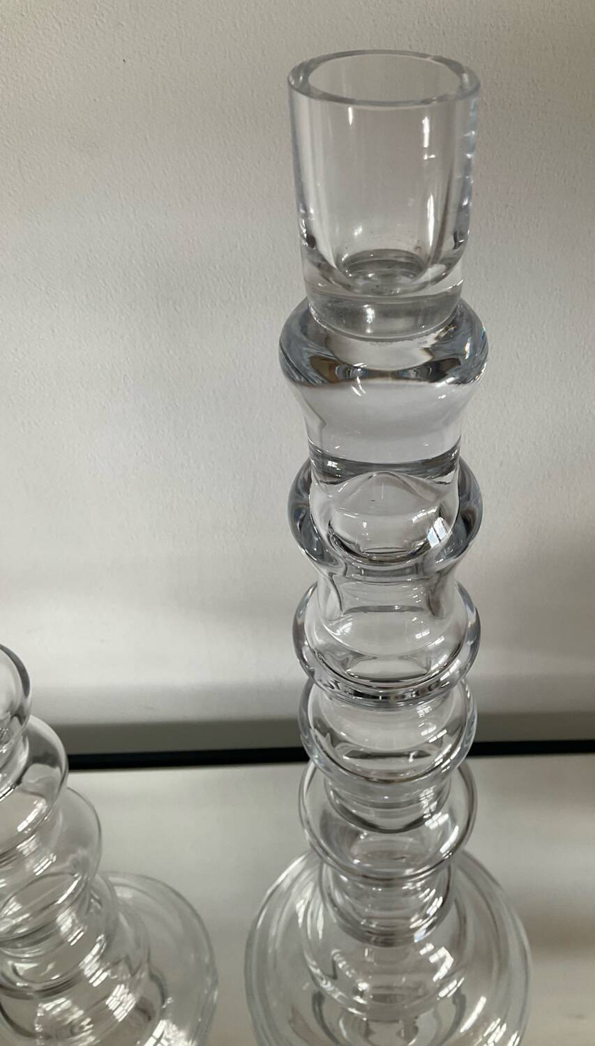 Pair of vintage blown glass candlesticks