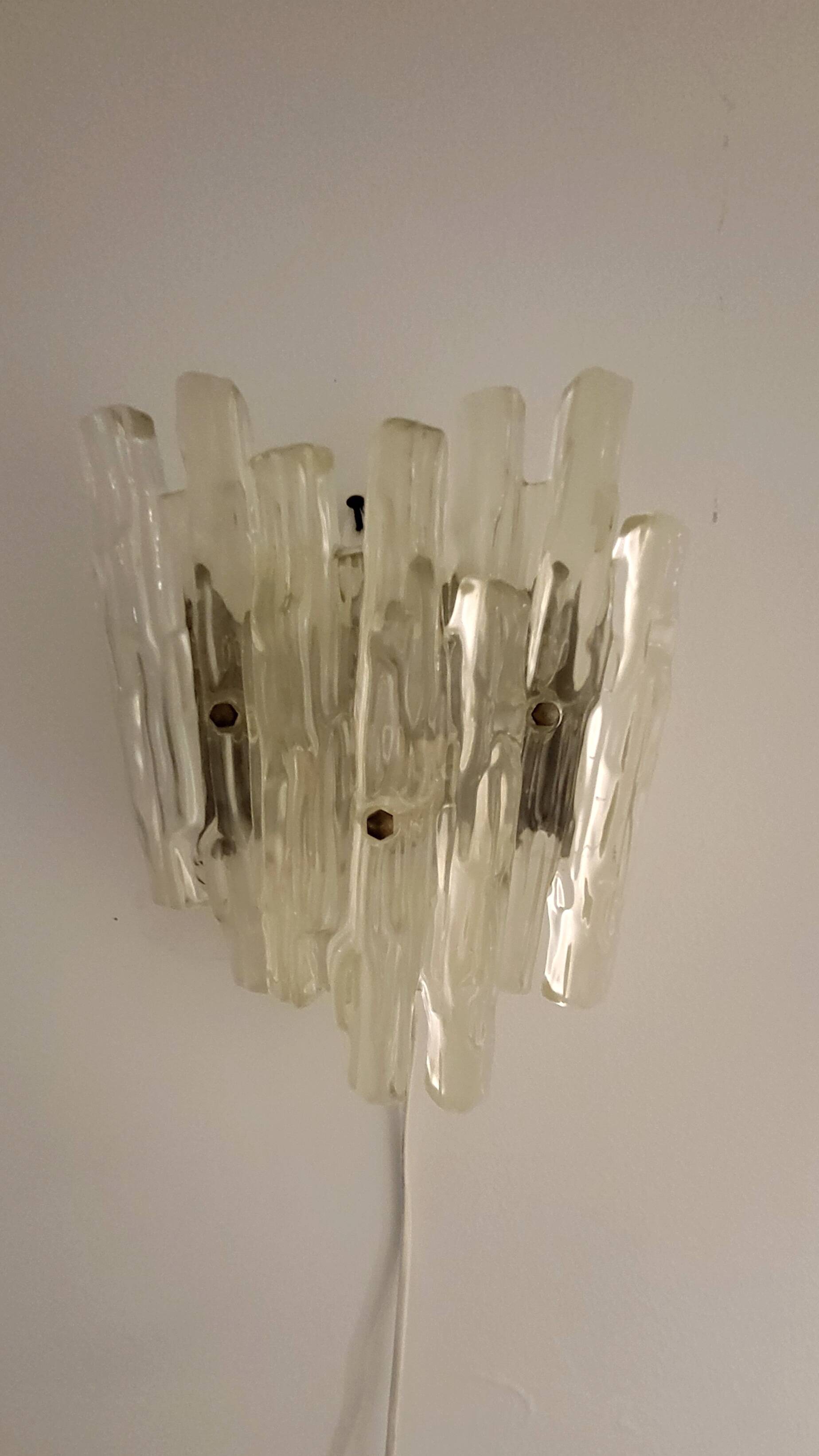 Vintage lucite wall lamp in ice glass model 1970s