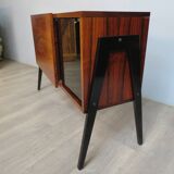 Small rosewood bar lounge sideboard with compass legs
