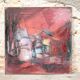 Oil on canvas signed Monique Humbert, abstract composition, wall painting, interior decoration.