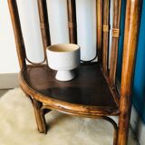 Rattan and bamboo corner shelf