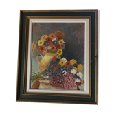 Framed oil on canvas – Flower bouquet, Yvonne Sellier
