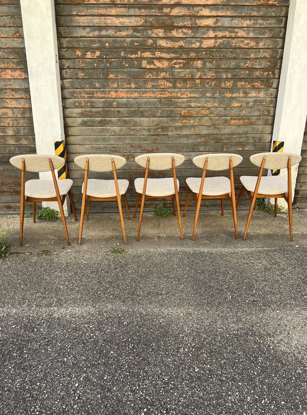 (Lot) Suite de 5 Chaises Pied Compas Restaurées