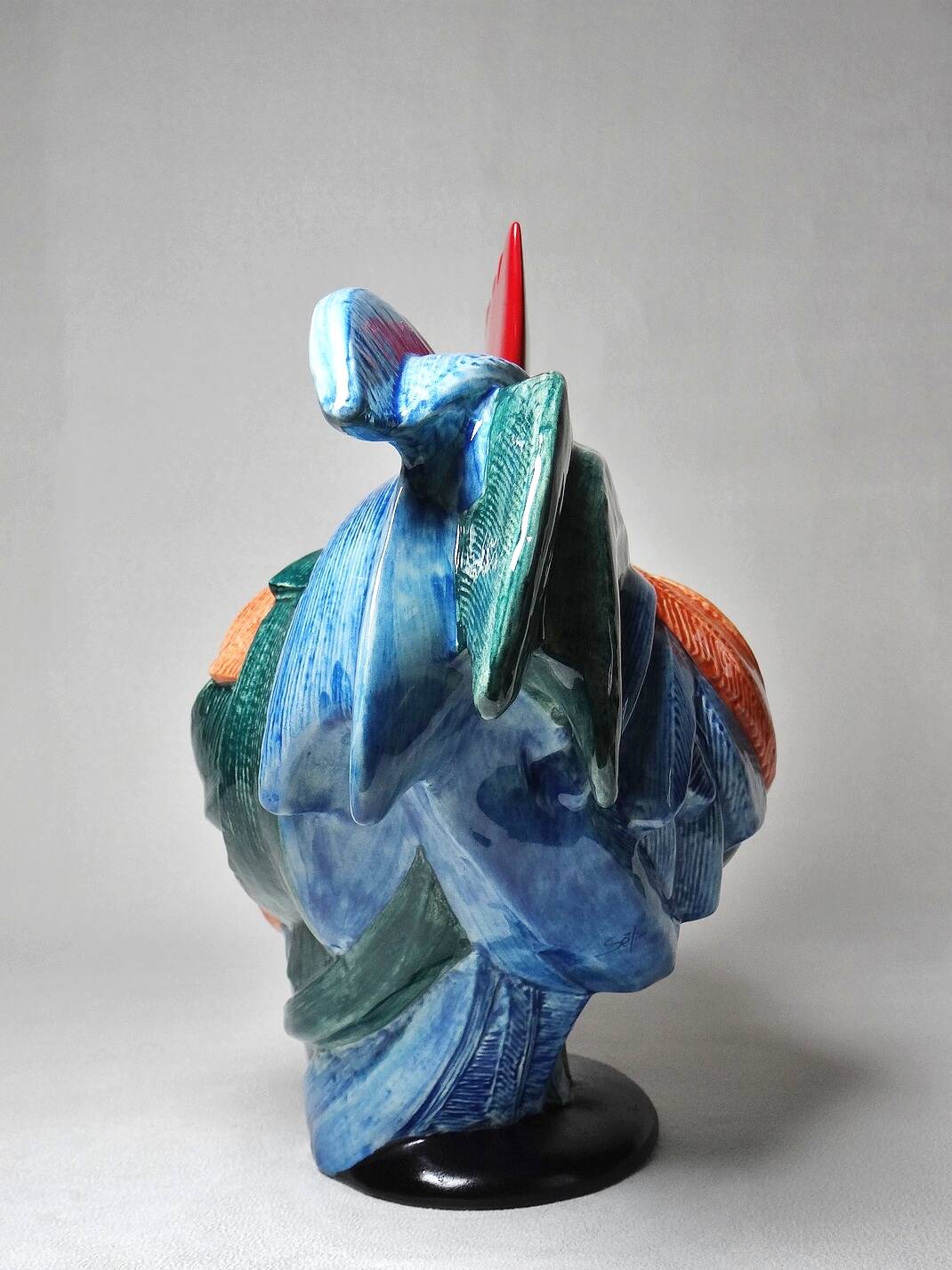 Polychrome porcelain rooster subject Hahn Georges Selim for Goebel Germany 1984