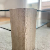 Table en verre et travertin