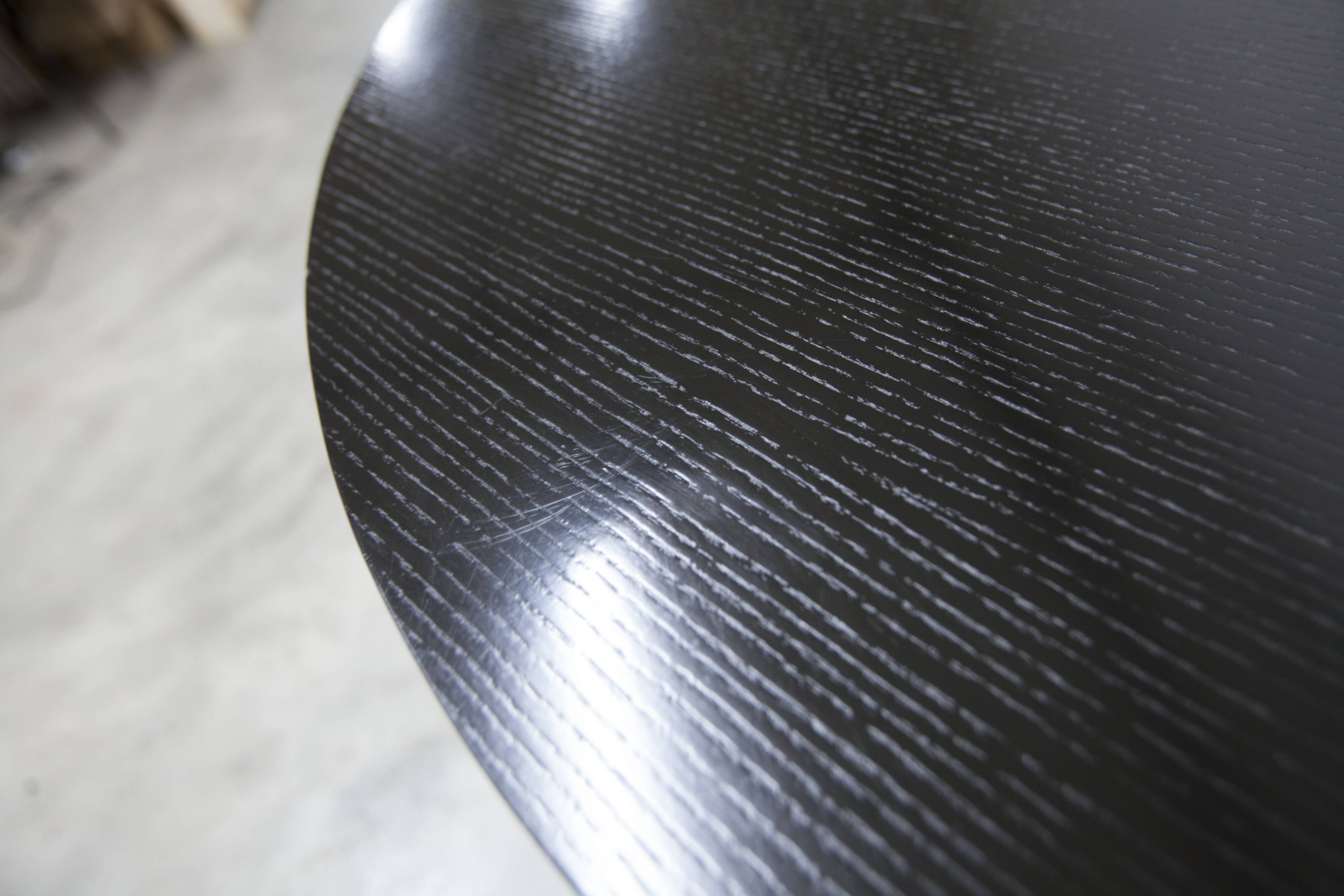 Round table rises and lowers Osvaldo Borsani black and chrome with extension