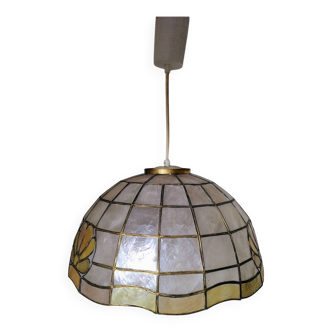 Mother-of-pearl and brass pendant light